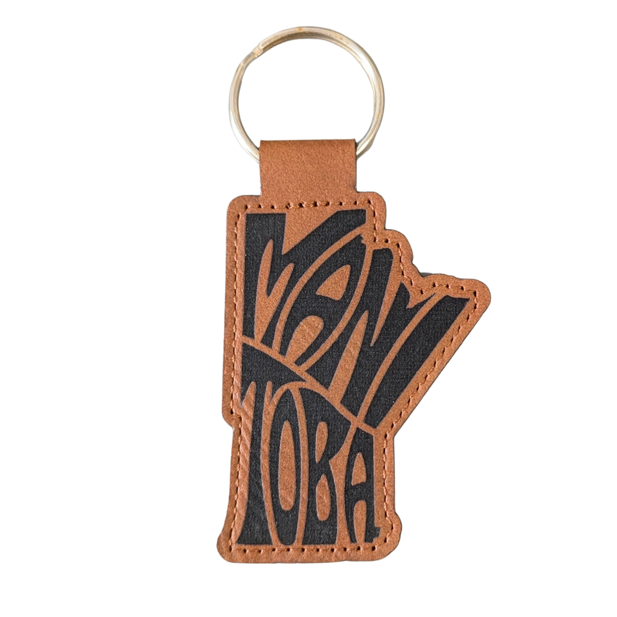 Manitoba Typography Leatherette Keychain