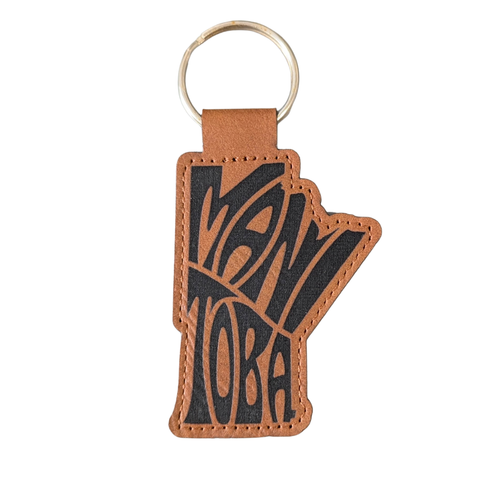 Manitoba Typography Leatherette Keychain