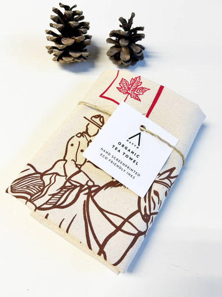 RCMP Organic Tea Towel Brown and Red - 20x24