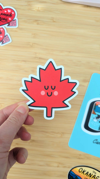 Cute Maple Leaf 🍁 - 3" vinyl sticker