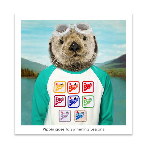 Pippin goes to Swimming Lessons - Otter Handmade Magnet