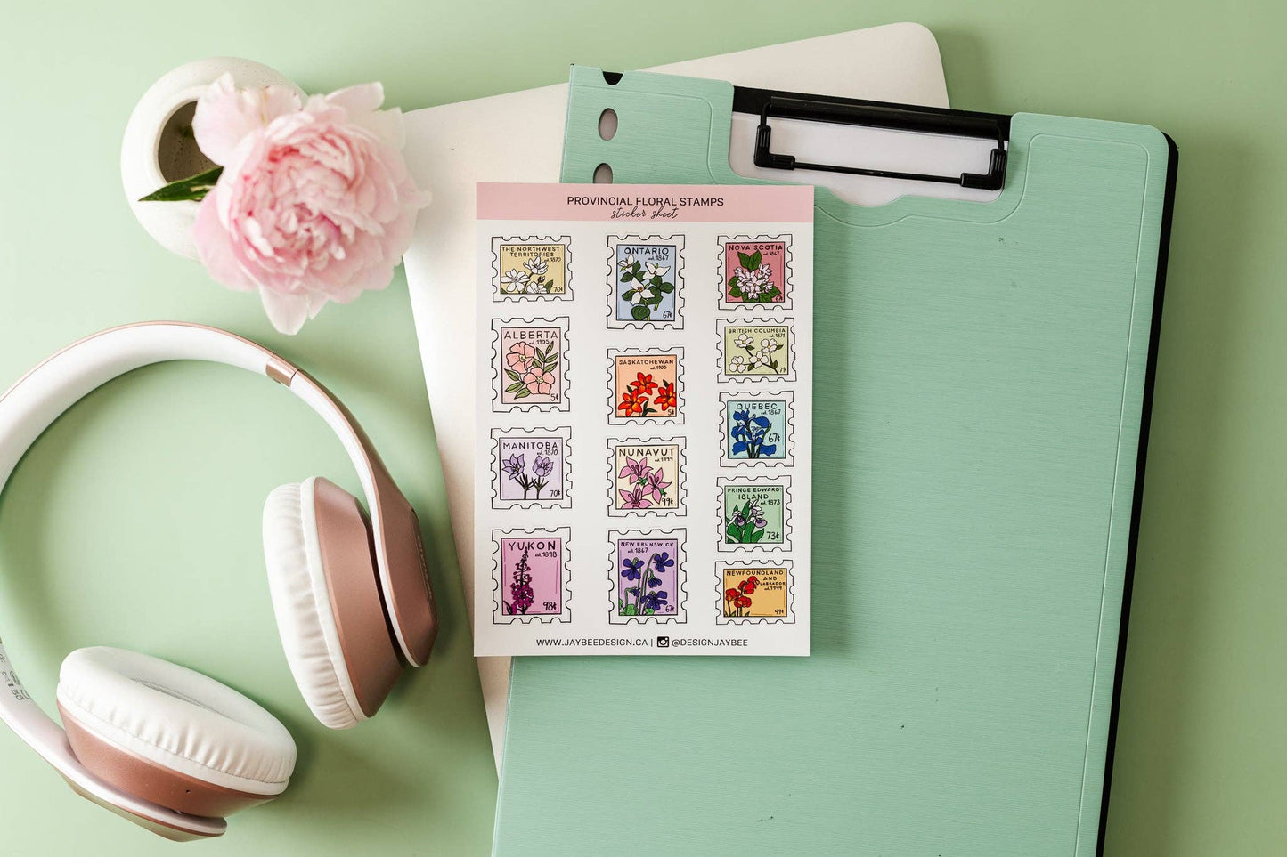 Provincial Floral Stamps Sticker Sheet