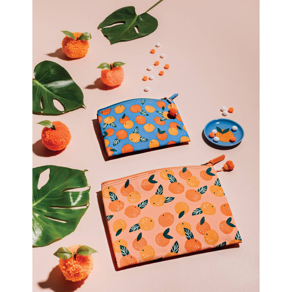 Paradise Orange Zipper Pouches Set of 2