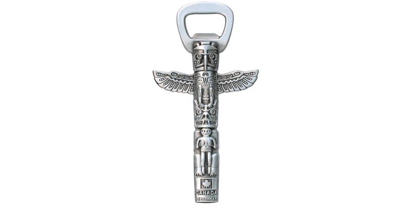 Canada Totem Pole Bottle Opener Silver