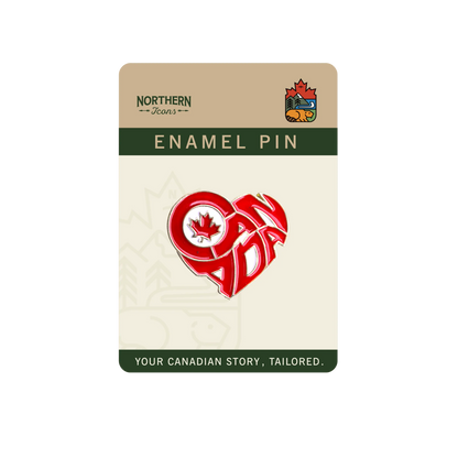 Canada Heart Enamel Pin – Maple Leaf Red and White Patriotic Souvenir Gift Lapel Pins