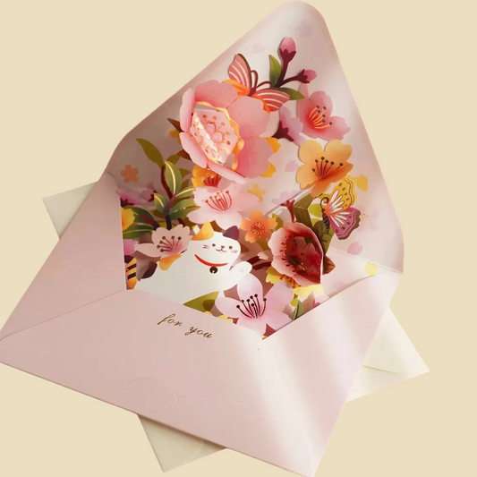 3D Pop-Up Floral Envelope Greeting Card