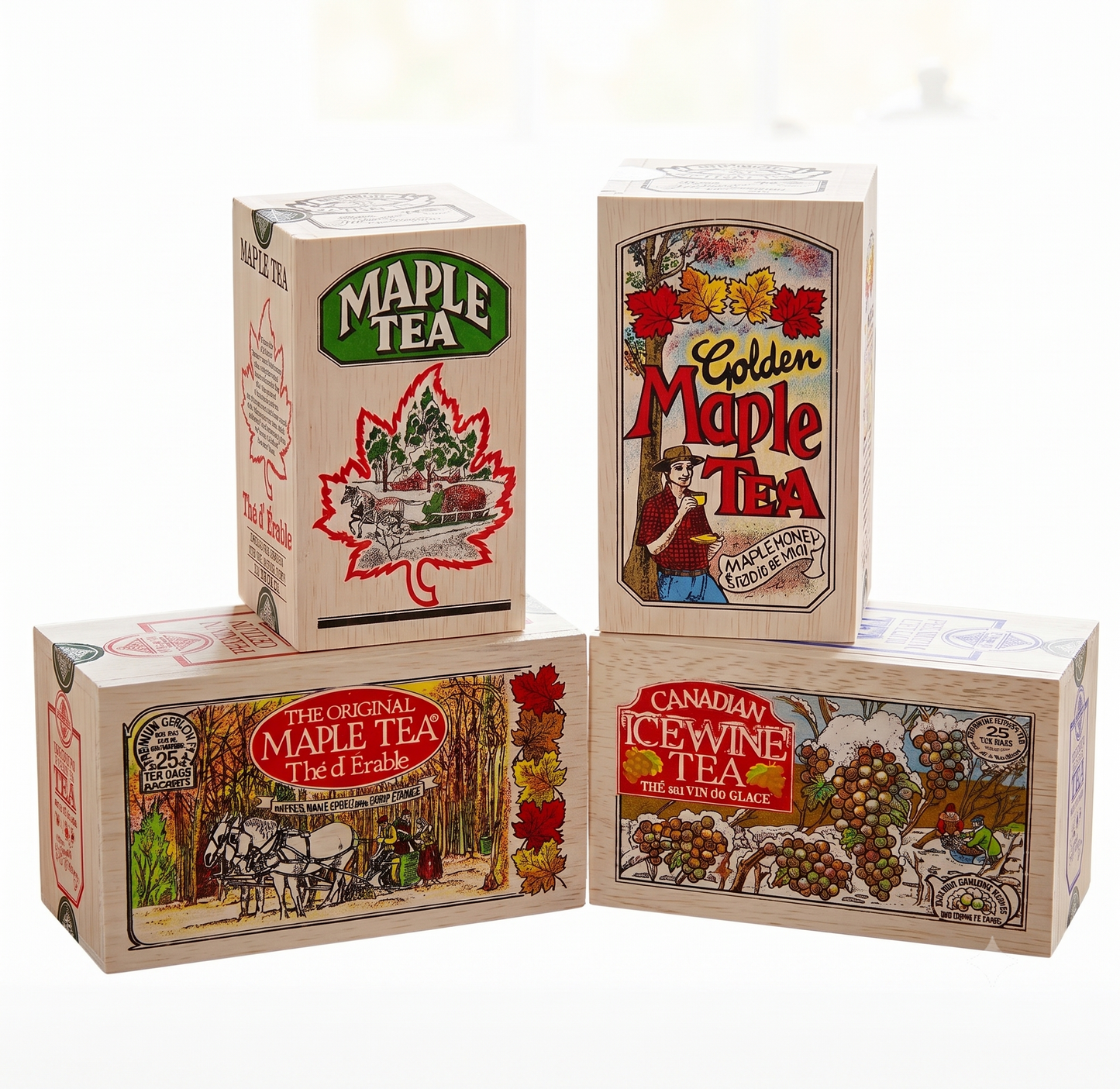 Maple Tea & Ice wine tea in the Wood Box - 25 tea bags