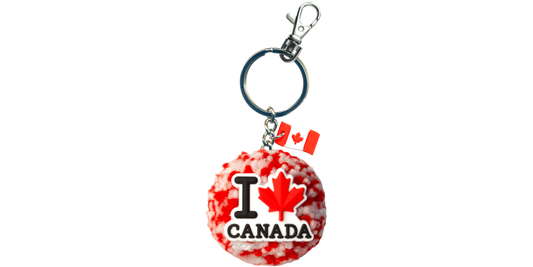 Pom Pom PVC Keychain - I Love Canada - Frost & Flame