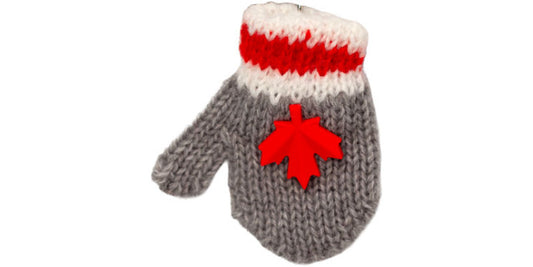 Pom Pom PVC Magnet - Grey Mitten