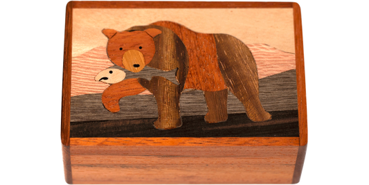 Wooden - Box - Bear Fishing - Large 3.5"×2.5"
