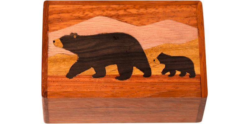 Wooden - Box - Bear & Cub - Large 3.5"×2.5"