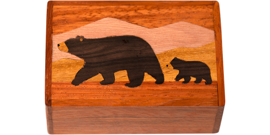 Wooden - Box - Bear & Cub - Large 3.5"×2.5"