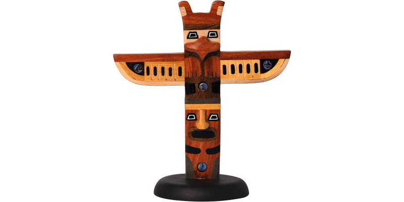 Wooden - Figurine - Totem Pole - Large 5 X 5.75"