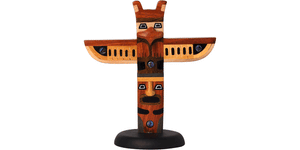 Wooden - Figurine - Totem Pole - Large 5 X 5.75"