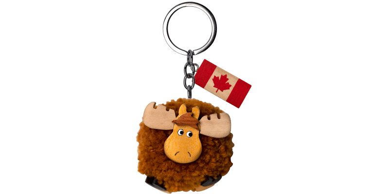 Wooden - Keychain - Pom Pom - Moose