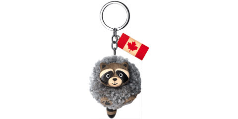 Wooden - Keychain - Pom Pom - Raccoon