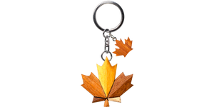 Wooden Keychain - Faceted Maple Leaf 2"