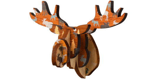 Wooden - Magnet - 3D Puzzle Moose 2.5"
