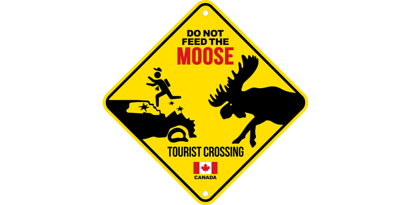 Aluminum Road sign 6 × 6 inch - Caution do not feed the moose tourist cross