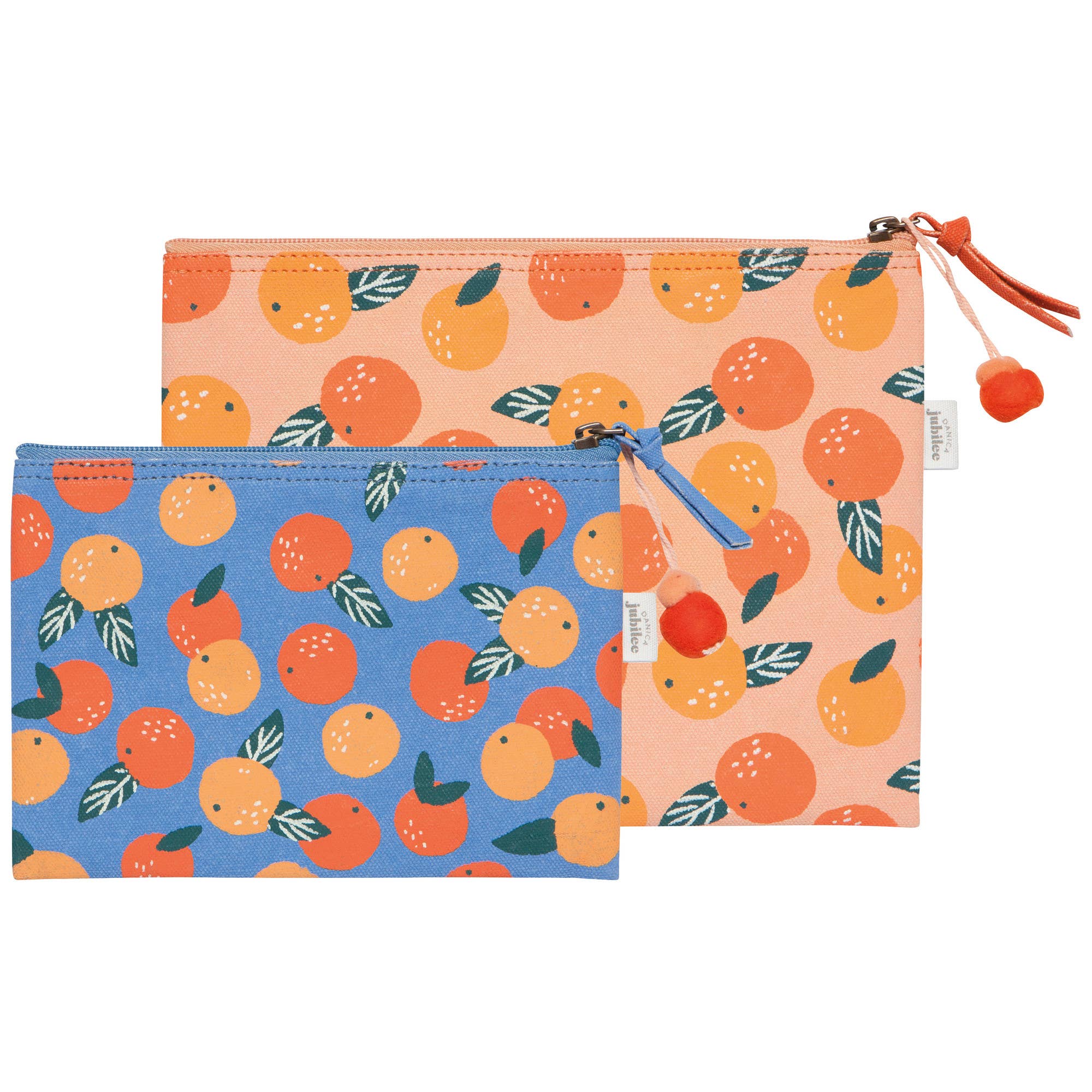 Paradise Orange Zipper Pouches Set of 2
