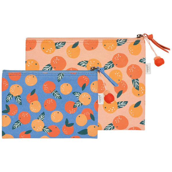 Paradise Orange Zipper Pouches Set of 2