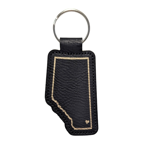 Alberta City Location Travel Souvenir Keychain: Black/Gold