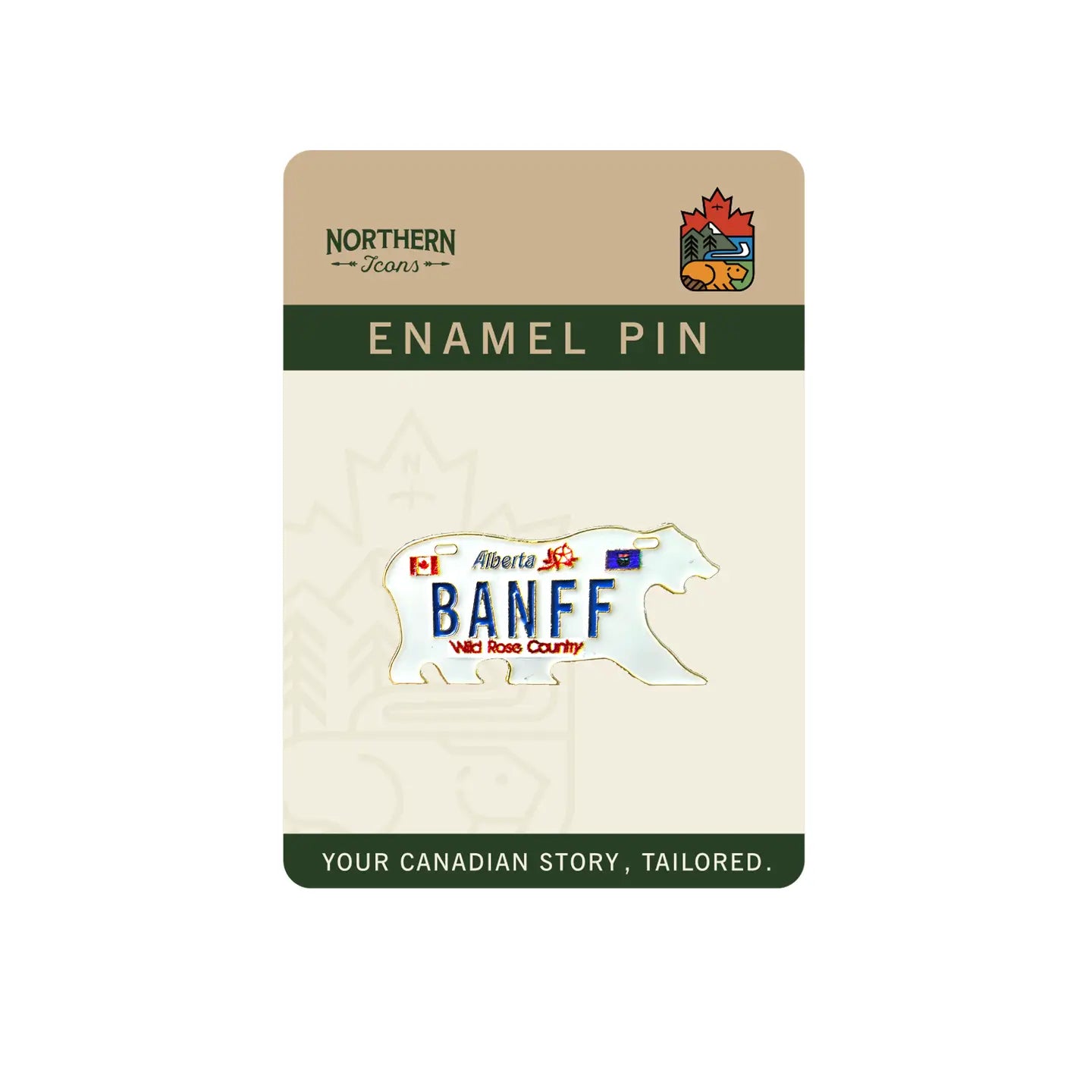 Banff Bear Plate Enamel Pin – Canada License Plate Lapel Pins, Souvenir Gift