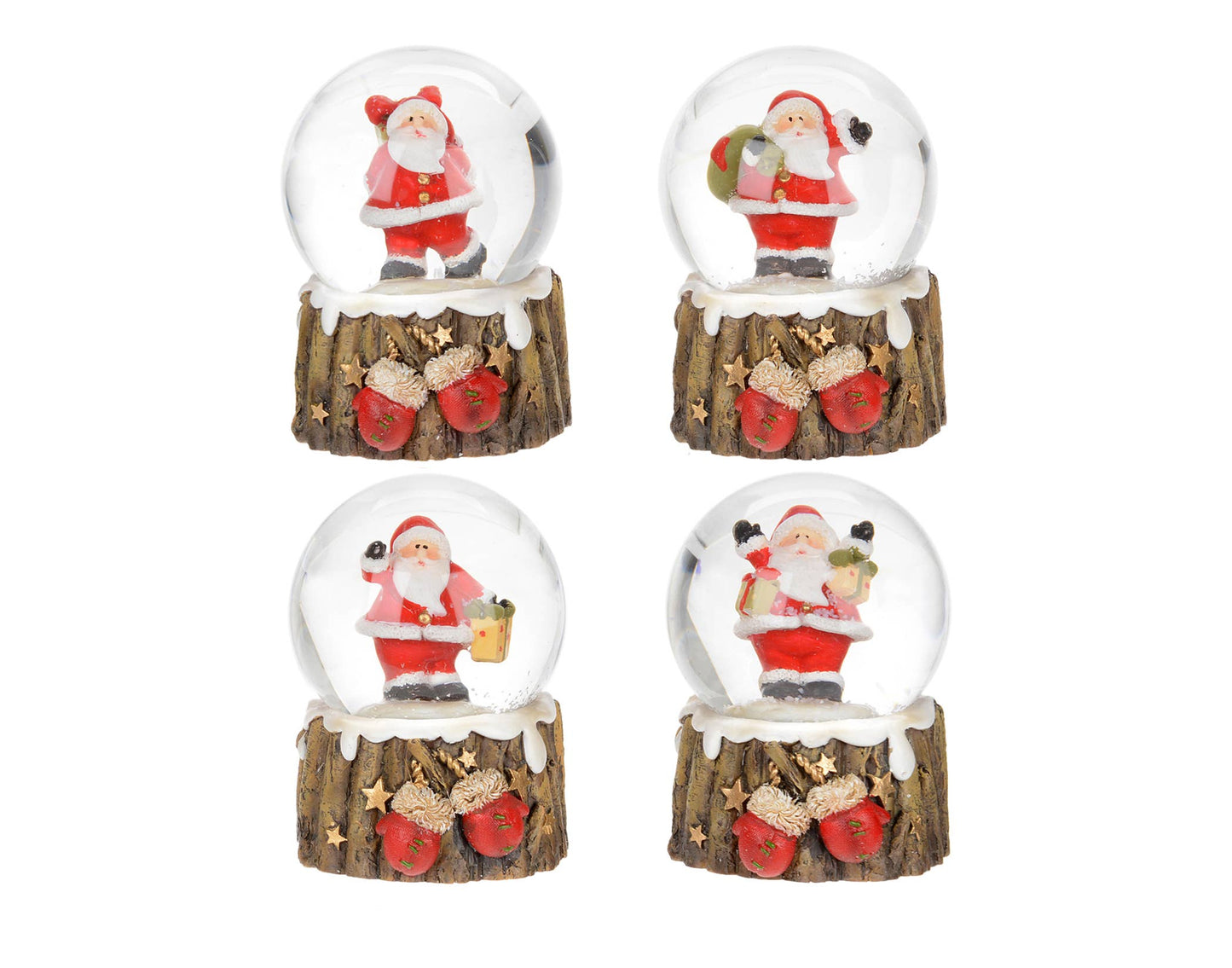 4 Asstd 2.5" Snow Globe w/Santa On Stump
