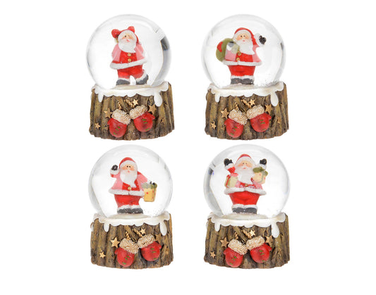 4 Asstd 2.5" Snow Globe w/Santa On Stump