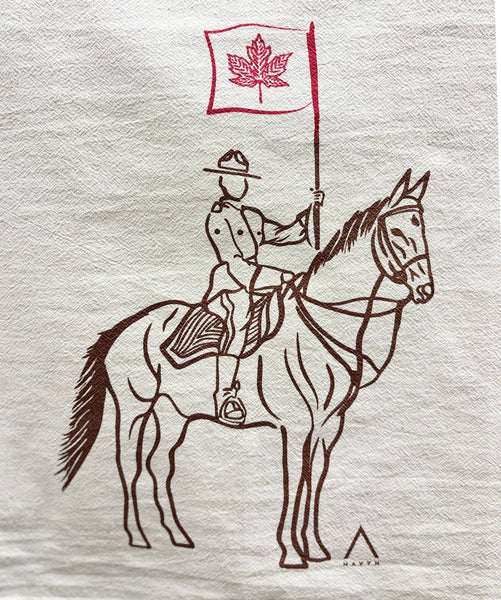 RCMP Organic Tea Towel Brown and Red - 20x24