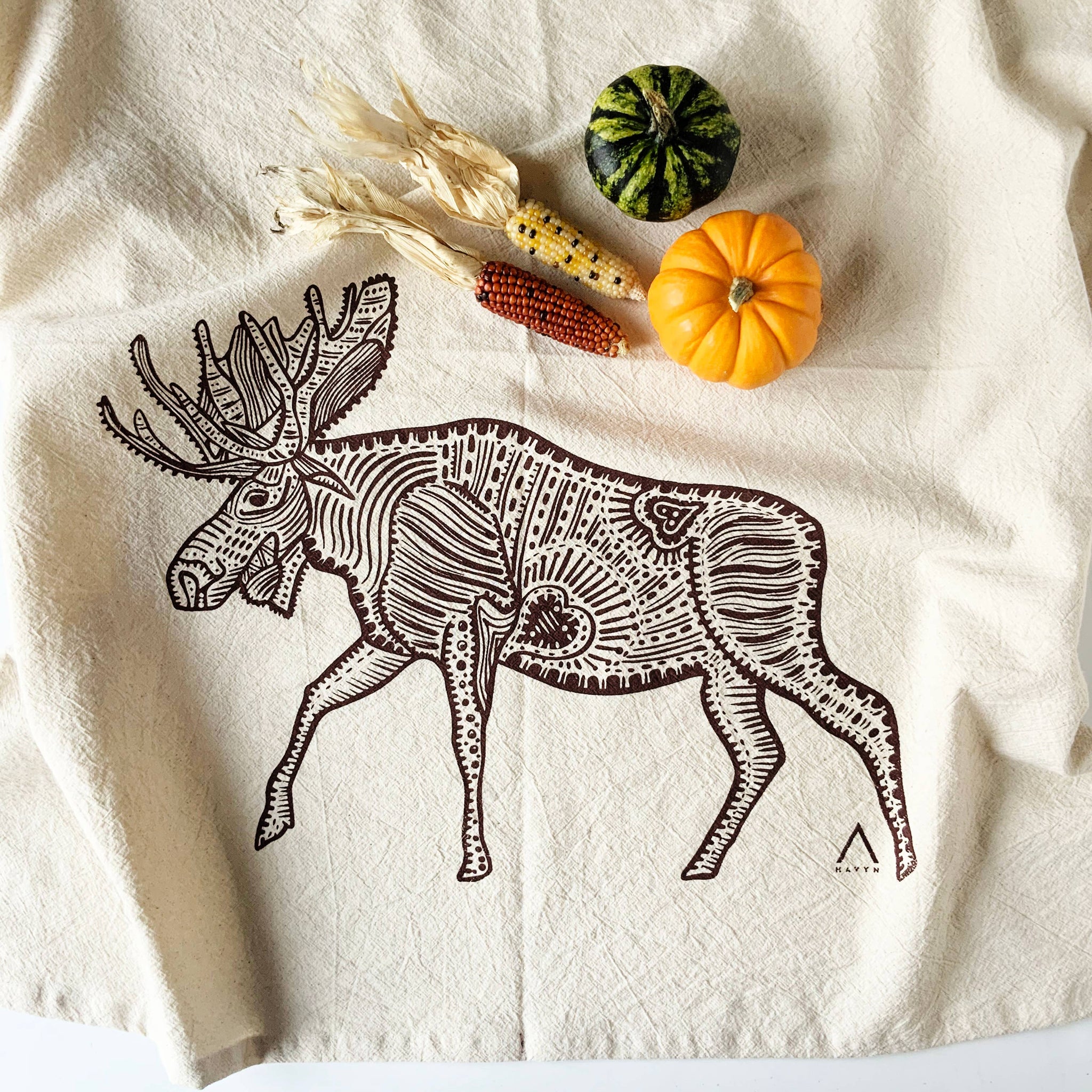 Moose Organic Tea Towel Brown - 20x24