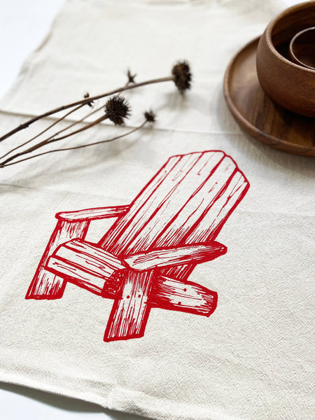 Cottage Chair Organic Tea Towel Red - 20x24