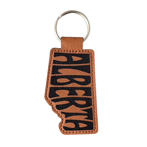 Alberta Typography Leatherette Keychain