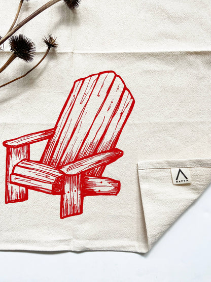 Cottage Chair Organic Tea Towel Red - 20x24