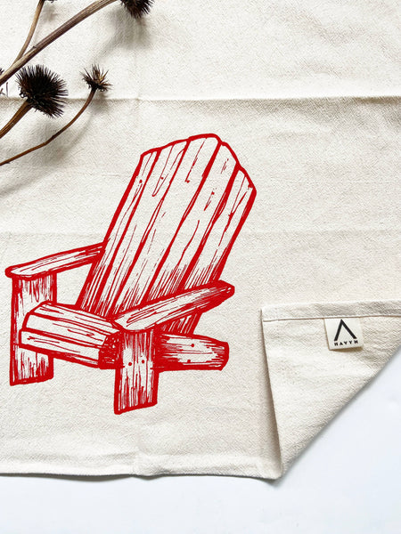 Cottage Chair Organic Tea Towel Red - 20x24