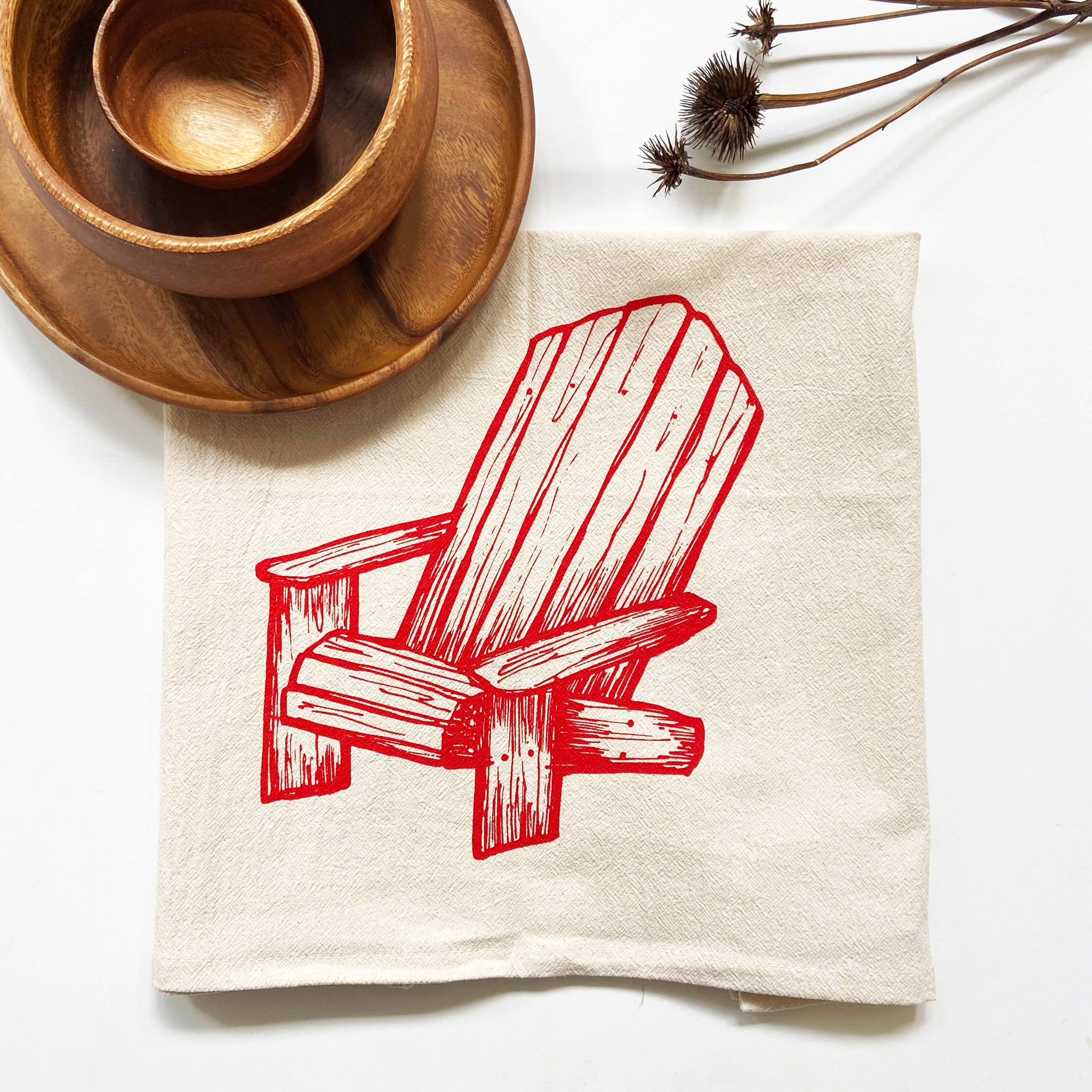 Cottage Chair Organic Tea Towel Red - 20x24