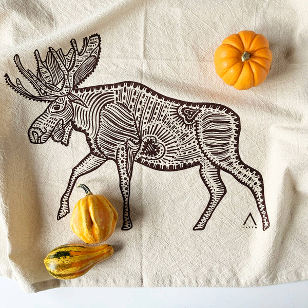 Moose Organic Tea Towel Brown - 20x24