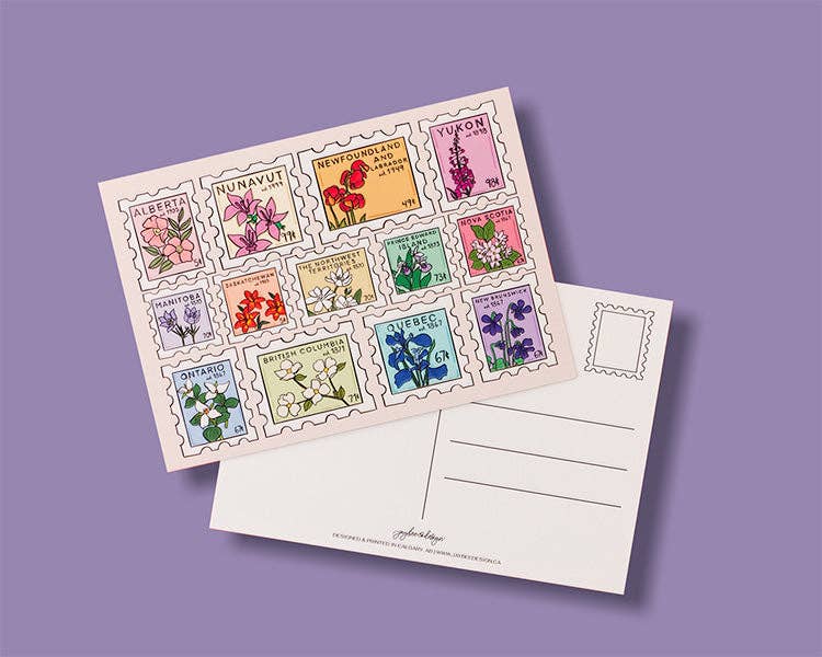 Canada Provincial Floral Postage Stamp Postcards