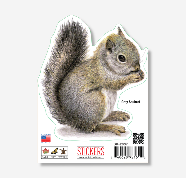 Gray Squirrel I  Nature Sticker, 3.5" wide