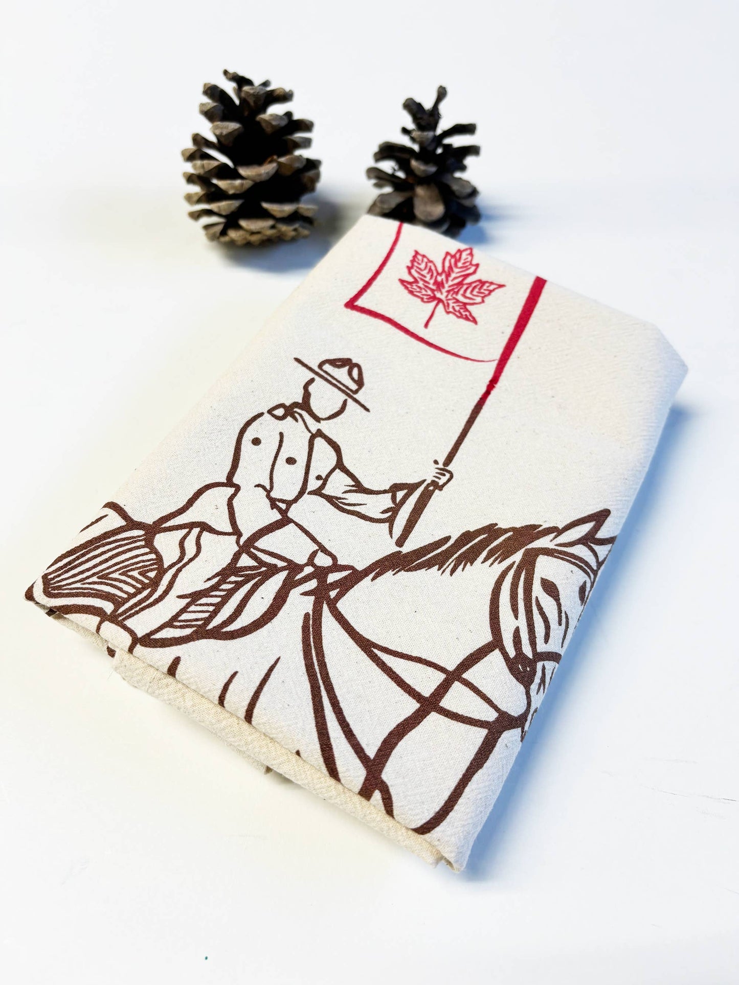 RCMP Organic Tea Towel Brown and Red - 20x24