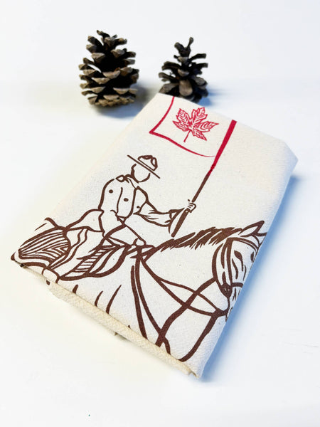 RCMP Organic Tea Towel Brown and Red - 20x24