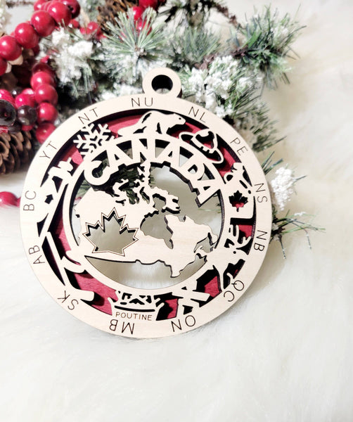 Canada Christmas  Ornament: Red / 2 Layer W/o Center