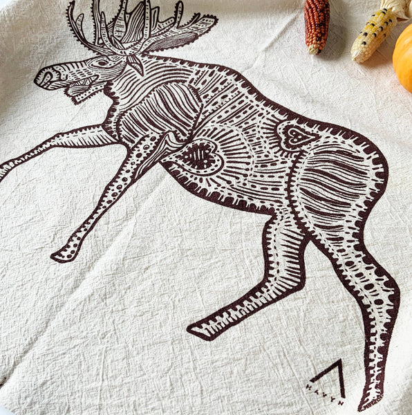 Moose Organic Tea Towel Brown - 20x24