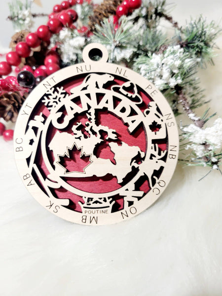 Canada Christmas  Ornament: Red / 2 Layer W/o Center