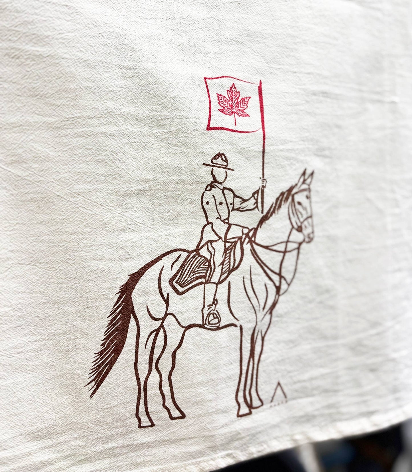 RCMP Organic Tea Towel Brown and Red - 20x24