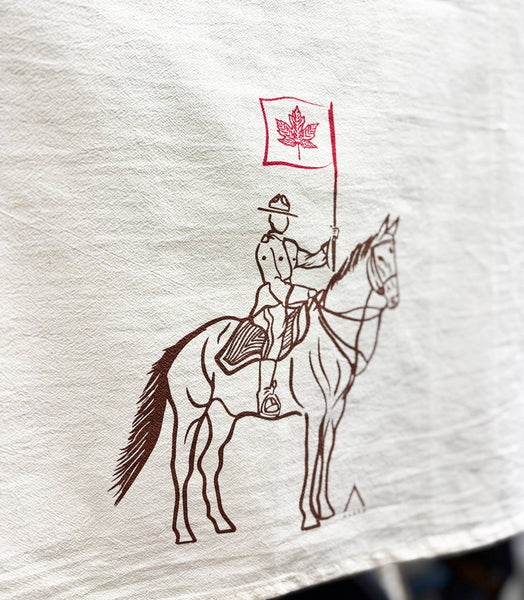 RCMP Organic Tea Towel Brown and Red - 20x24