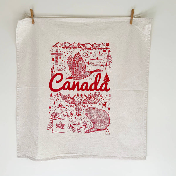 Canada Commemorative Organic Tea Towel Red - 20x24