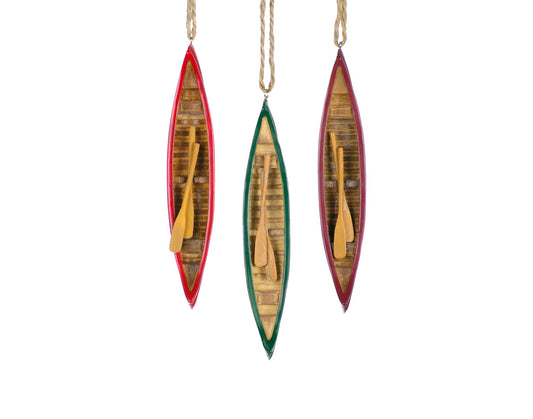 3 Asstd 7" Canoe Ornament