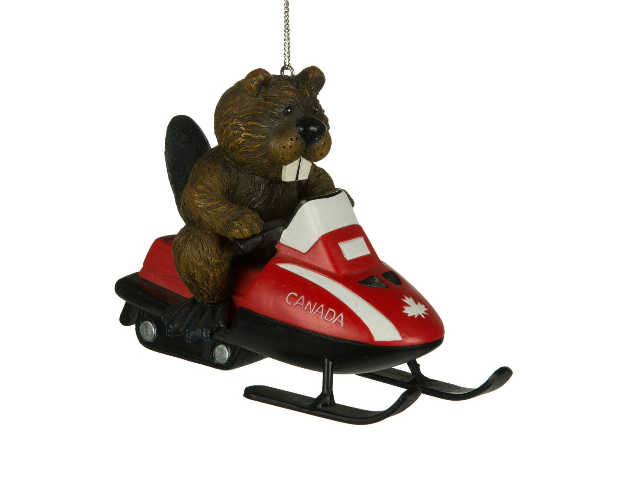 5.5" Beaver Riding a Canada Ski-Doo Ornament