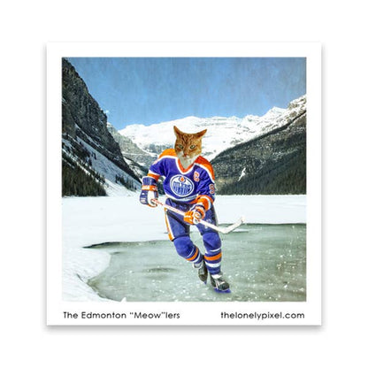Edmonton "Meow"lers - Hockey Cat Handmade Fridge Magnet